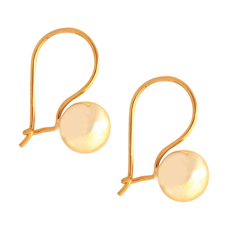 W D 9ct Yellow Gold Euroball Earrings Prouds PNG