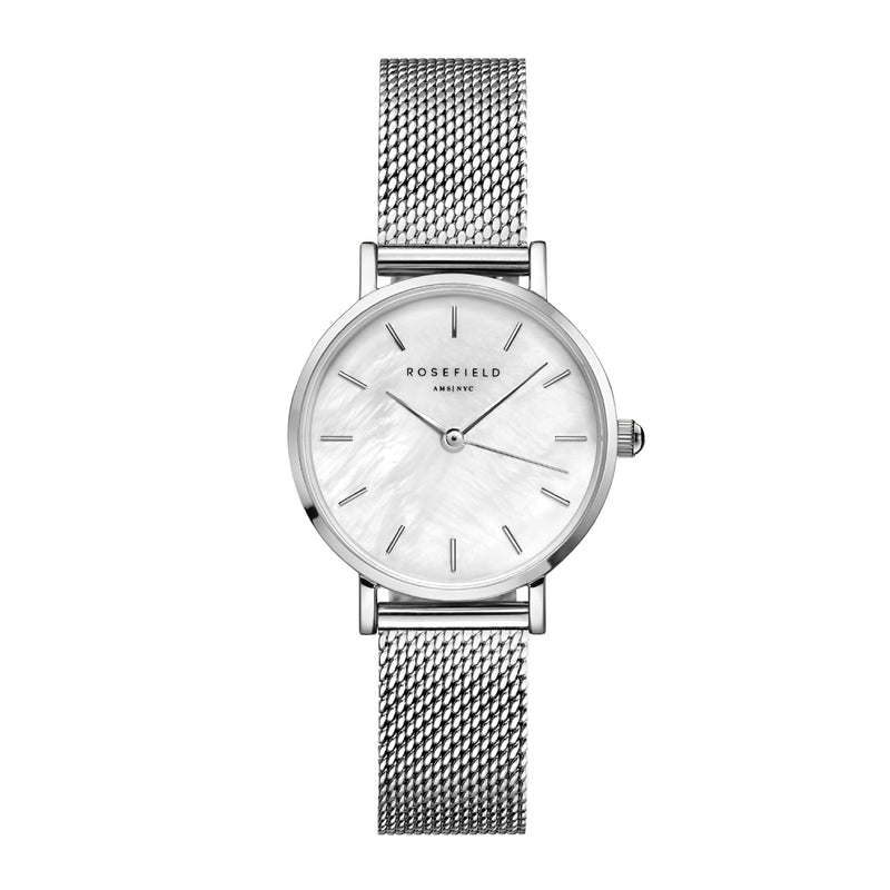 ROSEFIELD WATCHES SMALL EDIT WHT DIAL SLV MESH