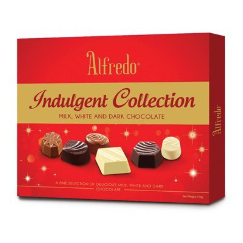 ALFREDO INDULGENT COLLECTION MILK, WHITE & DARK CHOCOLATE 110G_RED