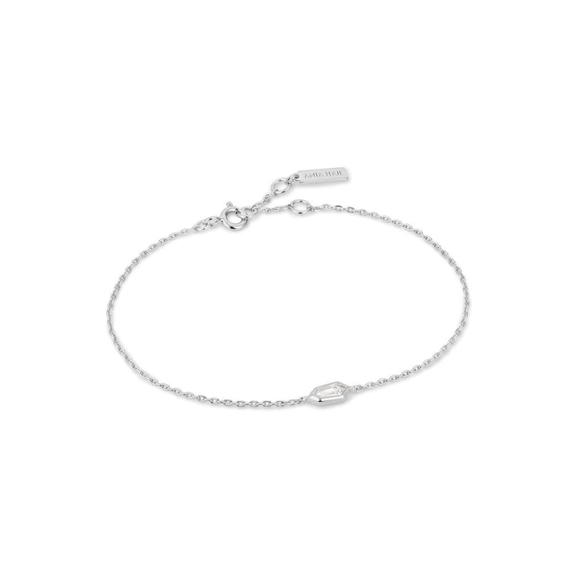 ANIA HAIE DAWN SIL CZ EMBLM CHAIN BRACELET