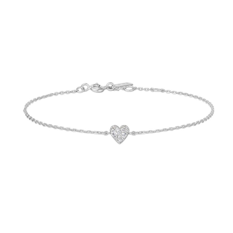 ANIA HAIE SUNNY SIL CZ PAVE HEART B/L 16.5+2CM