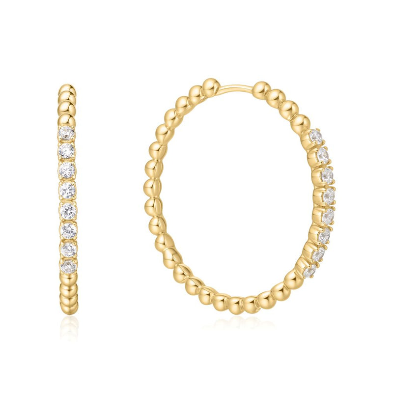 ANIA HAIE DAINTY GLD LARGE CZ BEADED HOOP