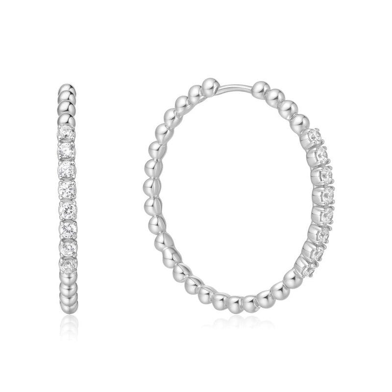 ANIA HAIE DAINTY SIL LARGE CZ BEADED HOOPS