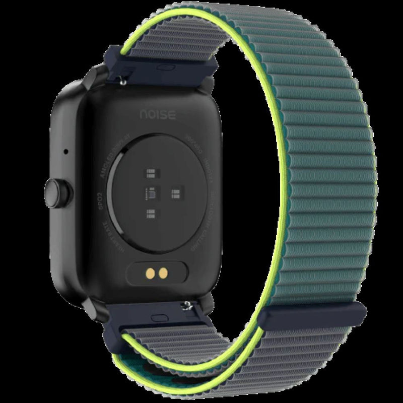NOISE 22 MM CLASSIC NYLON SMARTWATCH STRAY- DARK BLUE LIME GREEN