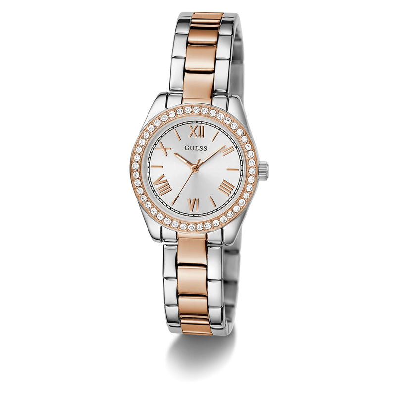 GUESS MINI LUNA LADIES 2-TONE SLV & RSG ANALOG WATCH