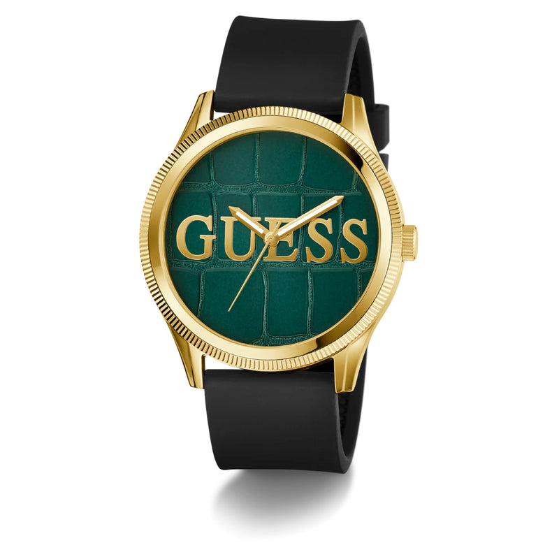 GUESS REPUTATION GRN DL GLD WATCH