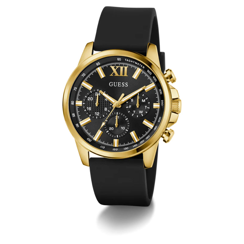 GUESS WALKER BLK DL GLD MENS WATCH