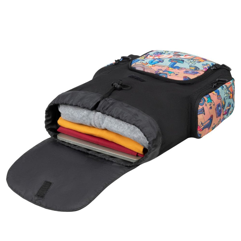 Rivacase 5425 Black Urban Print Backpack "Skaters", 15L / 12