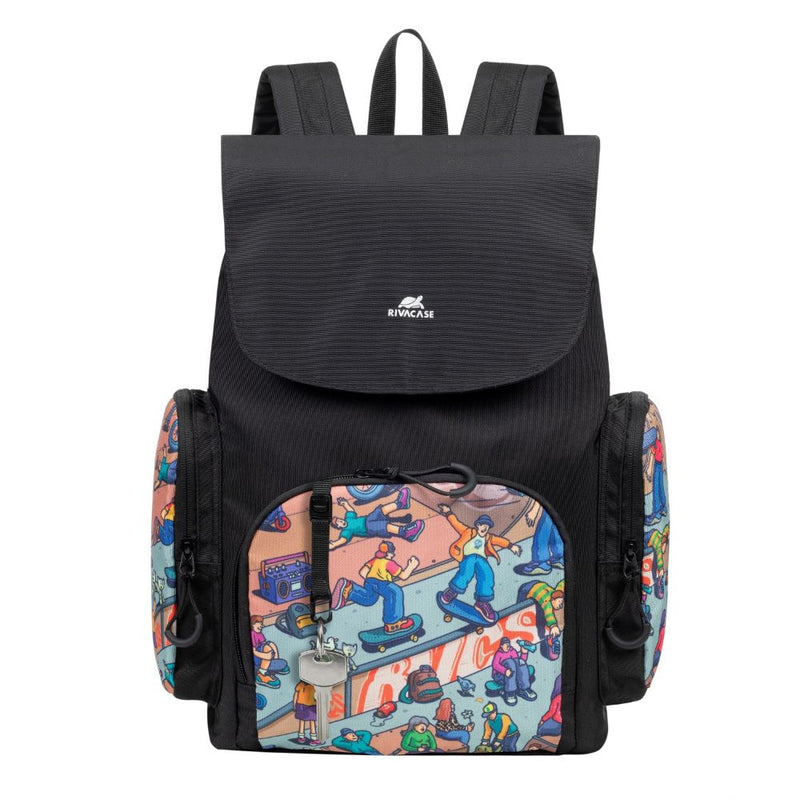 Rivacase 5425 Black Urban Print Backpack "Skaters", 15L / 12
