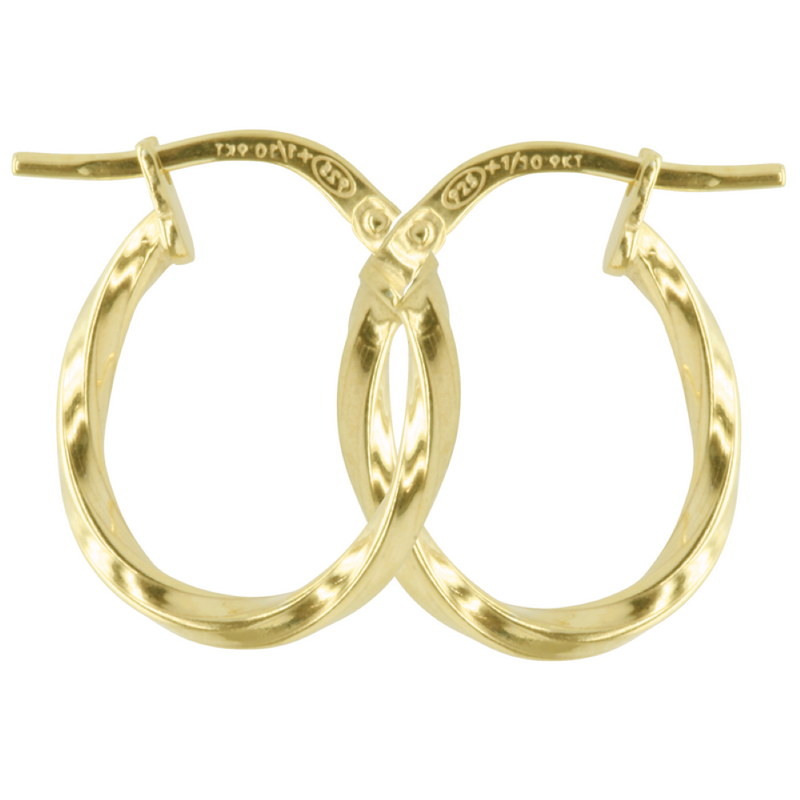 W&D 9CT Y/G STG BONDED TWISTED HOOP EARRING
