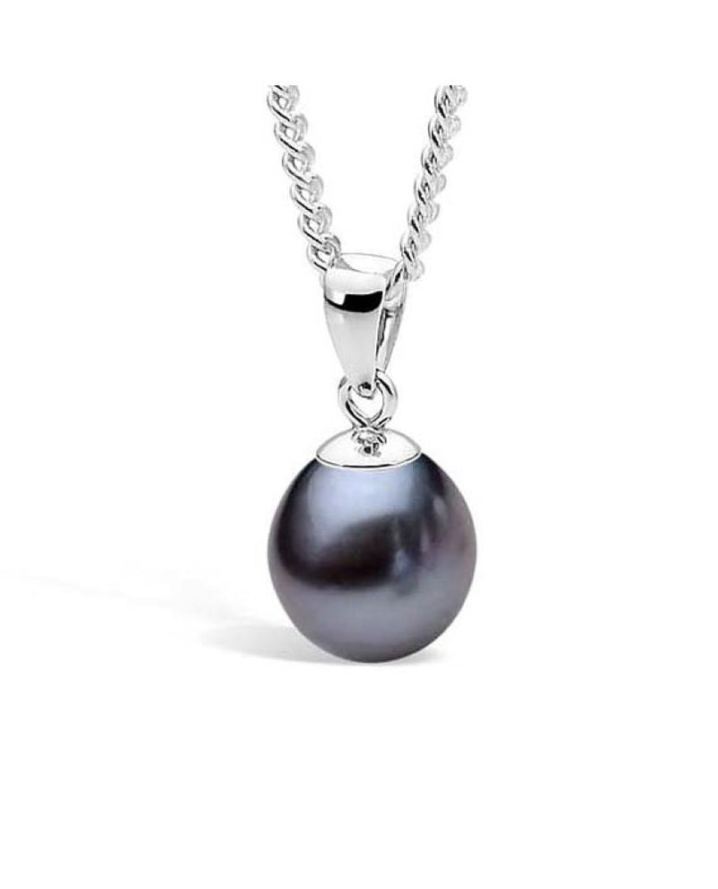IKECHO S/S DYED BLACK 7.5-8MM DROP FWP PENDANT