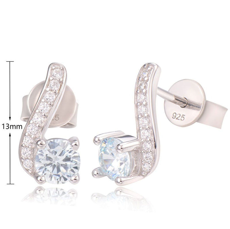 J&T LIGHT AQUA BLUE RHODIUM EARRING