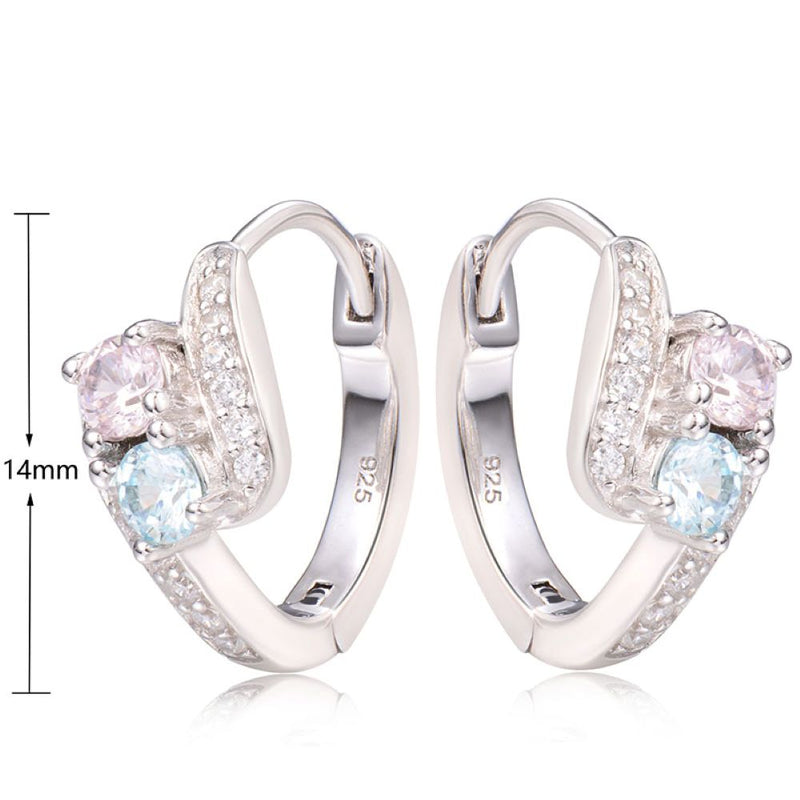 J&T PINK & LIGHT BLUE RHODIUM EARRING