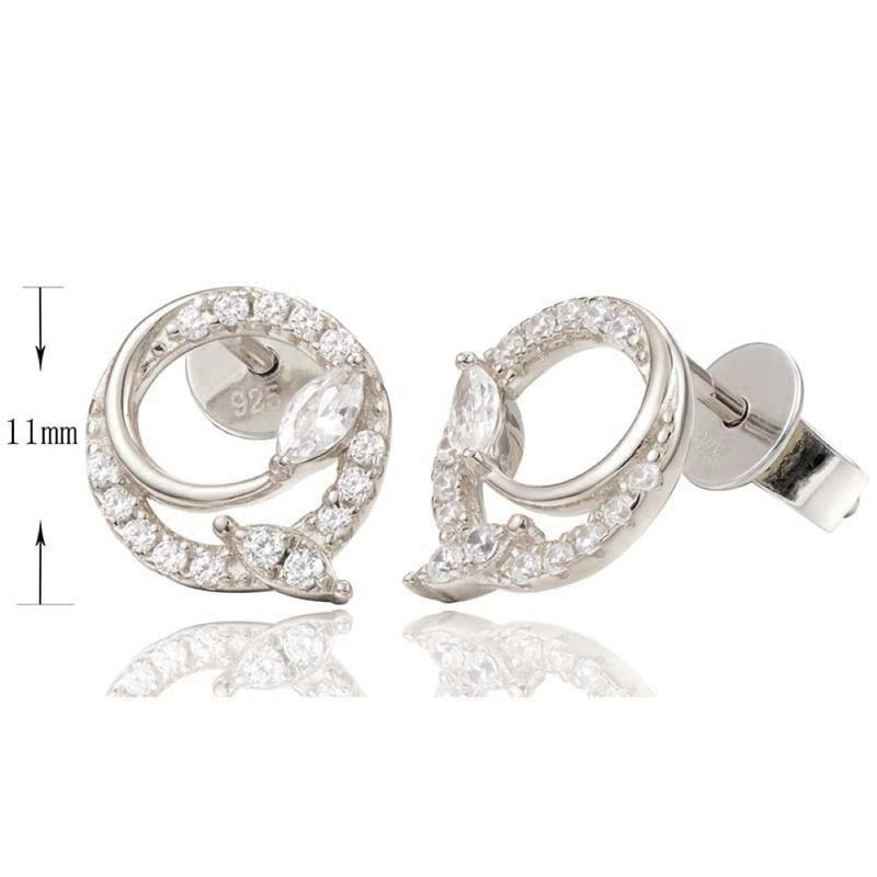 J&T WHITE RHODIUM PLATED EARRING