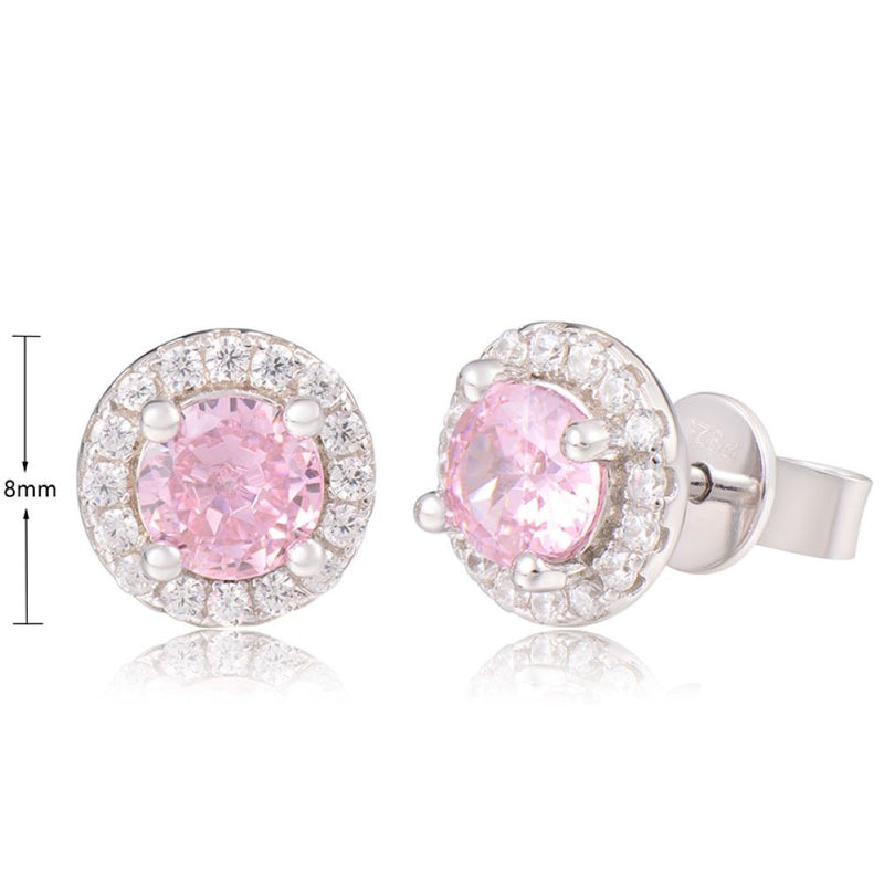 J&T PINK & WHITE Cz RHODIUM EARRING