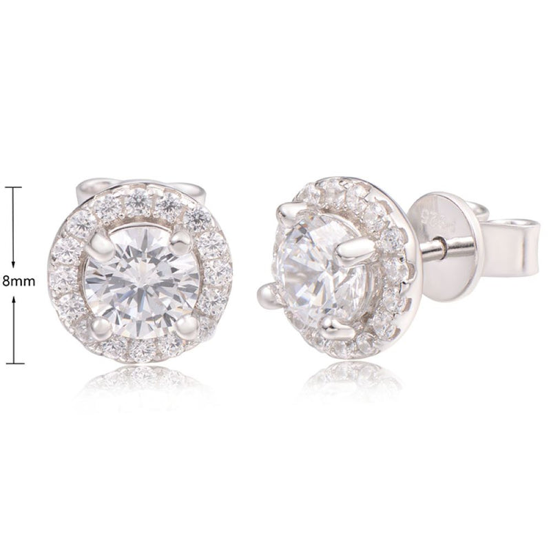 J&T WHITE Cz RHODIUM PLATED EARRING