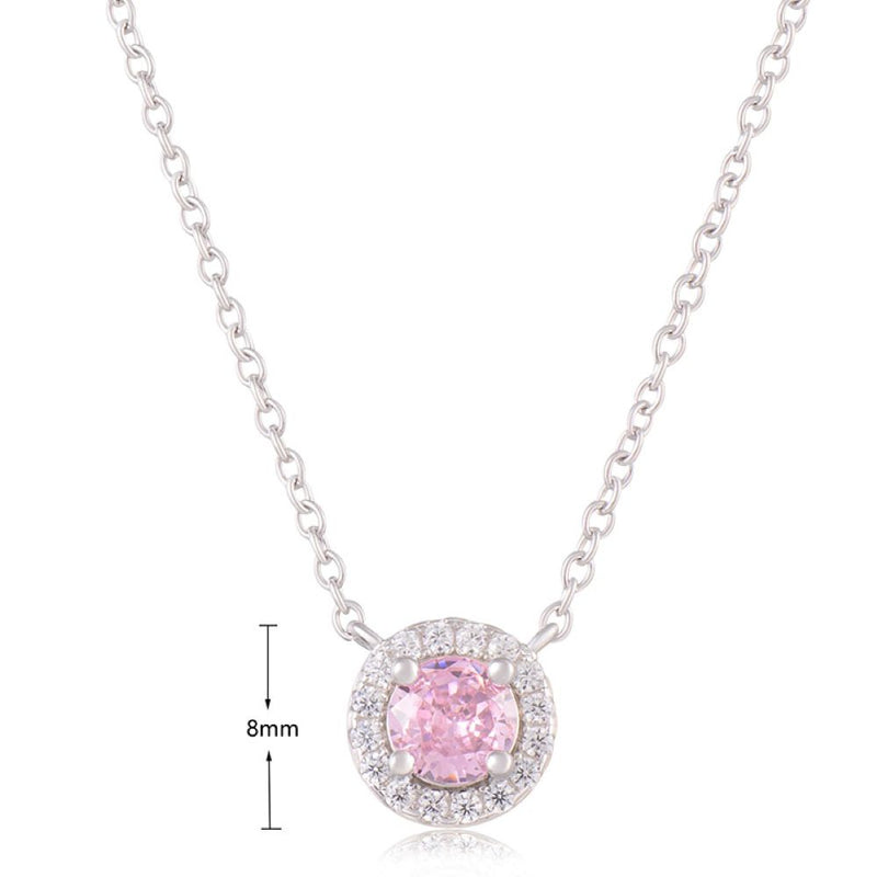 J&T PINK & WHITE RHODIUM PLATEE 45cm NECKLACE