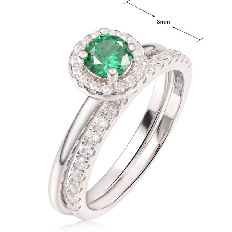 J&T GREEN & WHITE Cz RHODIUM