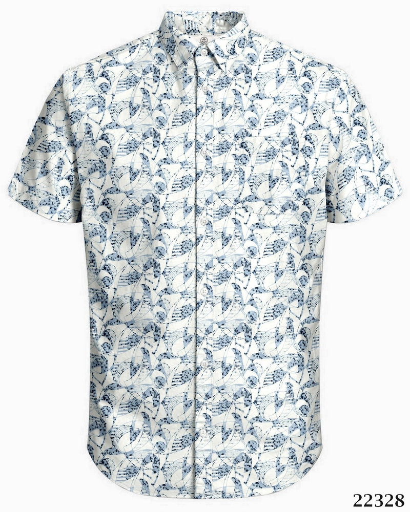Harbour Bay Short Sleeve Shirt White Blue