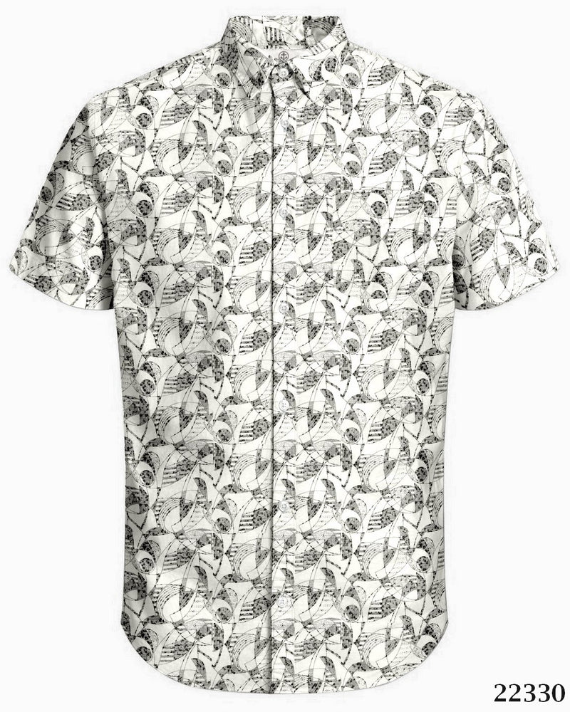 Harbour Bay Short Sleeve Shirt White Grey