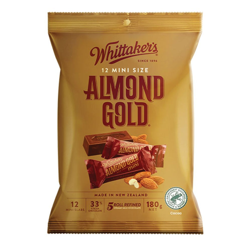 Whittakers Mini Size Almond Gold Slab 180g(12x15g)