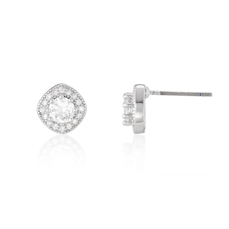 BUCKLEY CARAT- CLEAR CUSHION SPARKLE STUD EARRINGS