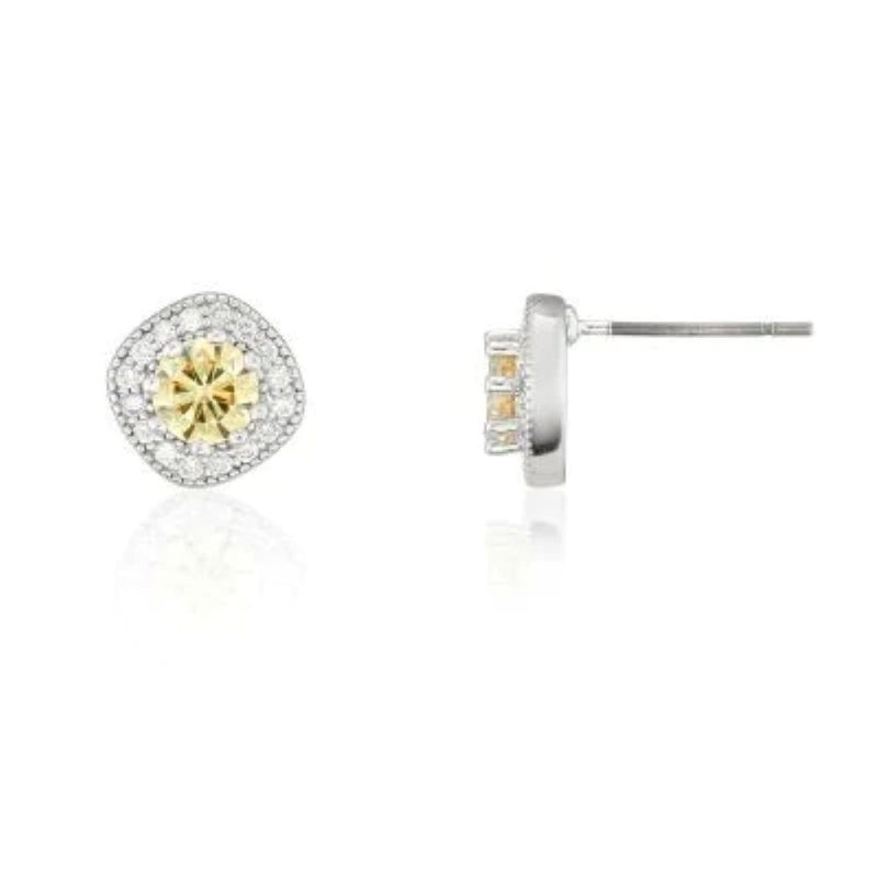 BUCKLEY CARAT- CANARY CUSHION SPARKLE STUD EARRINGS