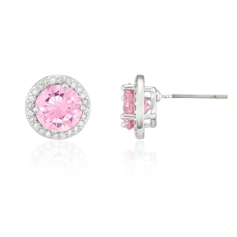 BUCKLEY CARAT- PINK ROUND HALO EARRINGS