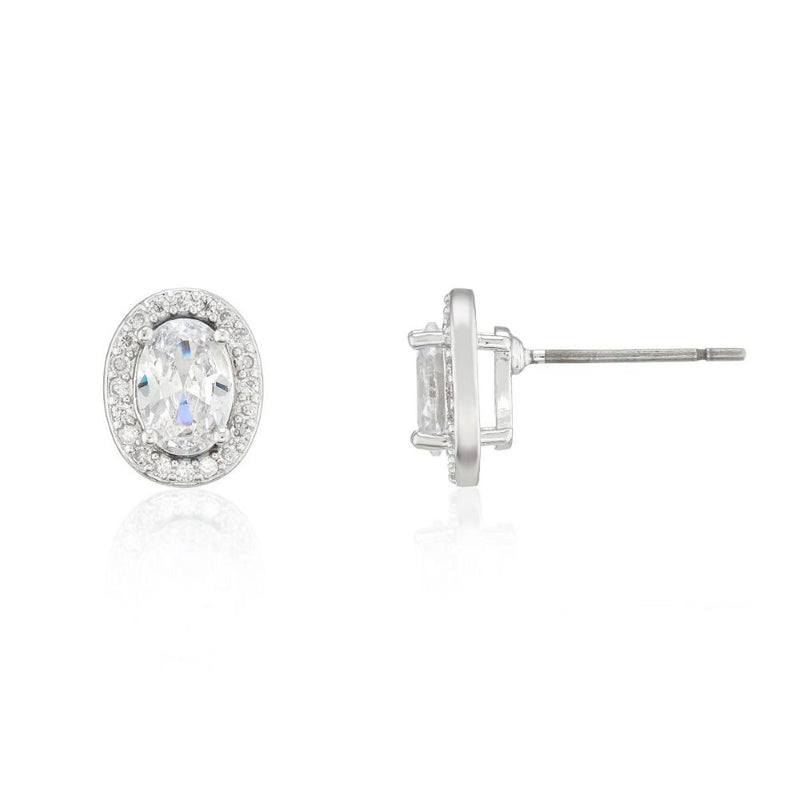 BUCKLEY CARAT- CLEAR OVAL HALO EARRINGS