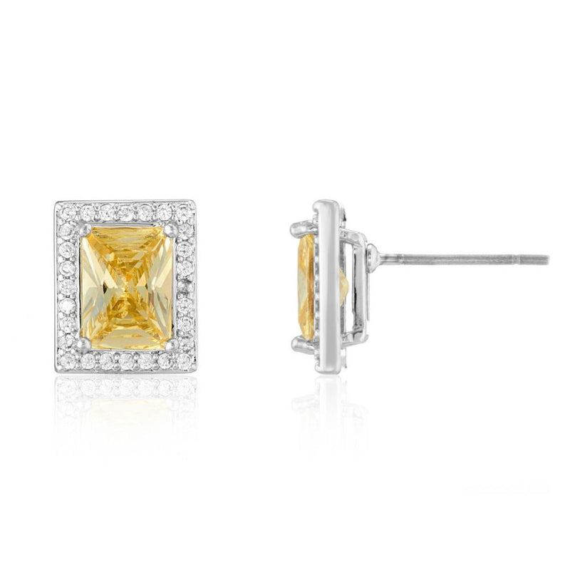 Buckley Canary Baguette Halo Earrings