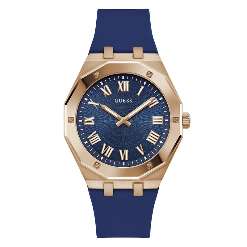 GUESS MENS BLU SILC WATCHES