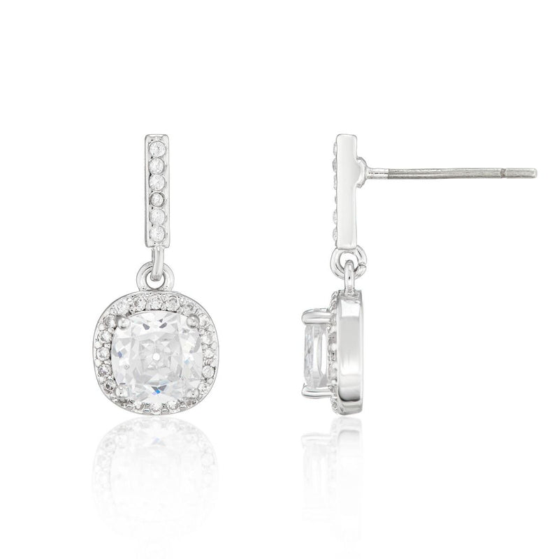 Buckley Clear Cushion Drop Earrings