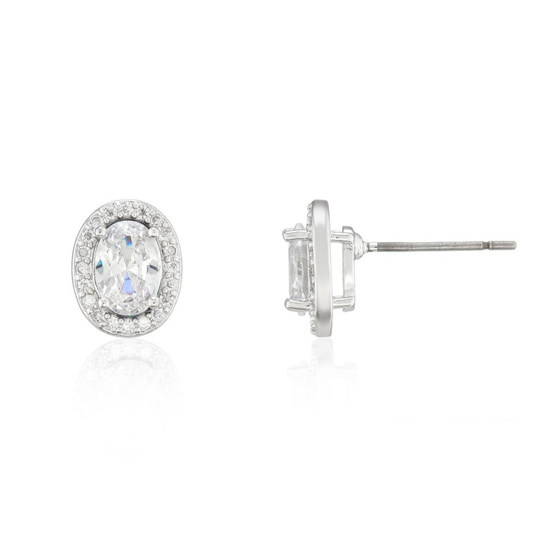 Buckley Clear Oval Halo Earrings
