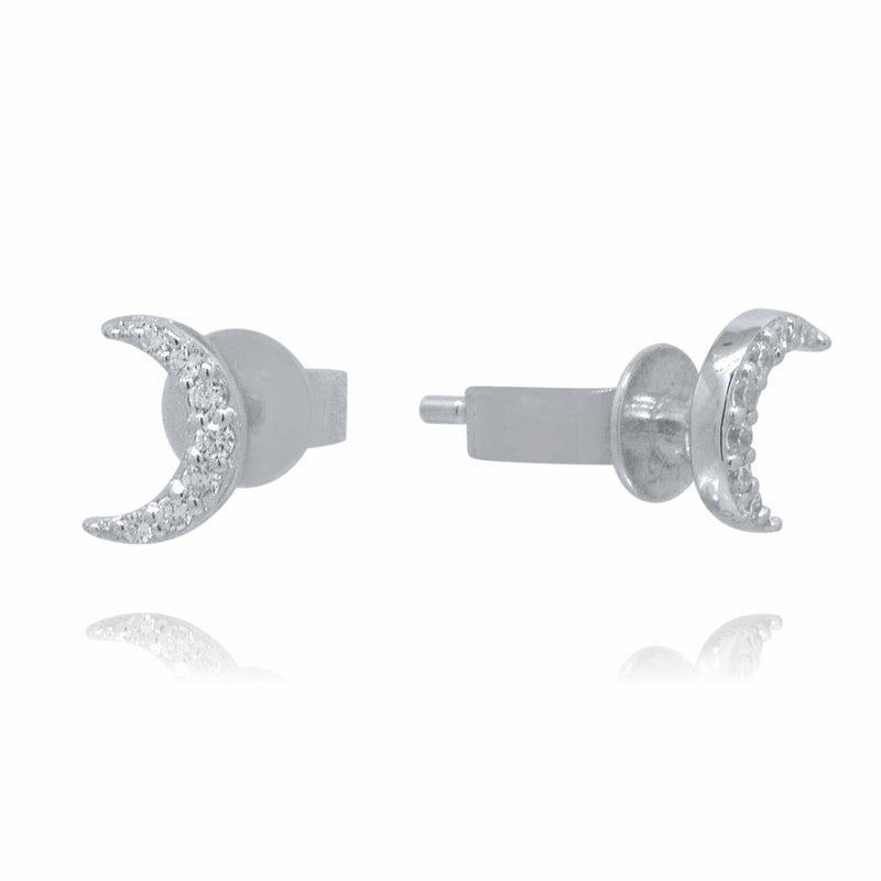 J&T STG White CZ / Rhodium Earring