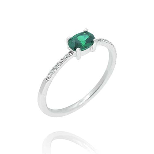 Green CZ Silver Ring